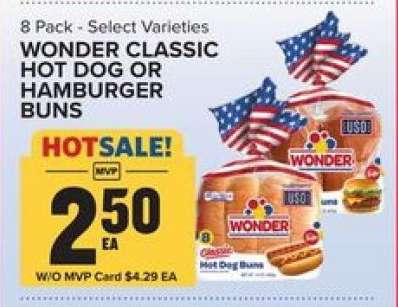 Wonder Classic Hot Dog or Hamburger Buns