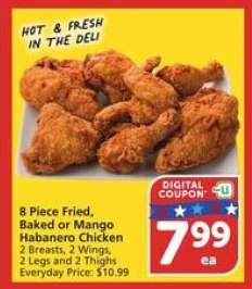 8 Piece Fried, Baked or Mango Habanero Chicken