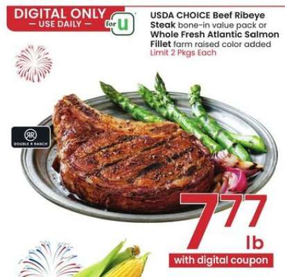 USDA CHOICE Beef Ribeye Steak or Whole Fresh Atlantic Salmon Fillet