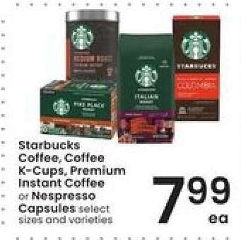 Starbucks Coffee, Coffee K-Cups, Premium Instant Coffee or Nespresso Capsules