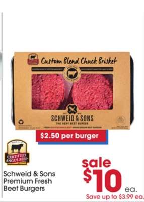 Schweid & Sons Premium Fresh Beef Burgers