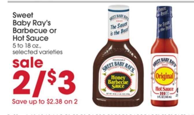 Sweet Baby Ray’s barbecue or hot sauce
