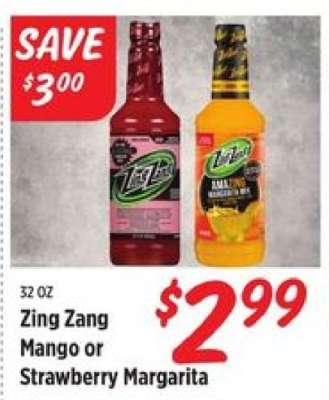 Zing Zang Mango or Strawberry Margarita