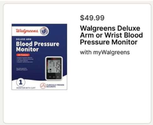 Walgreens Deluxe Arm or Wrist Blood Pressure Monitor