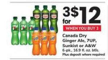 Canada Dry, 7UP, Sunkist or A&W