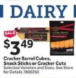 Cracker Barrel Cubes, Snack Sticks or Cracker Cuts