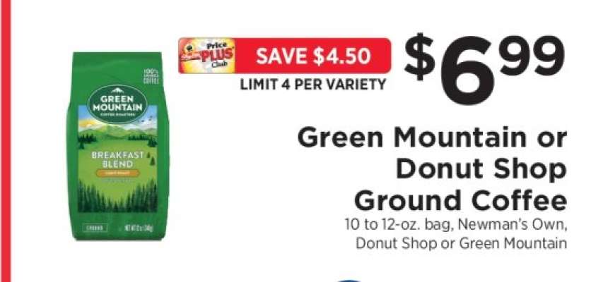 Green Mountain or Donut Shop Ground Coffee