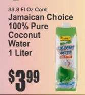 Jamaican Choice 100% Pure Coconut Water