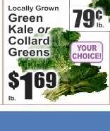 Locally Grown Green Kale or Collard Greens