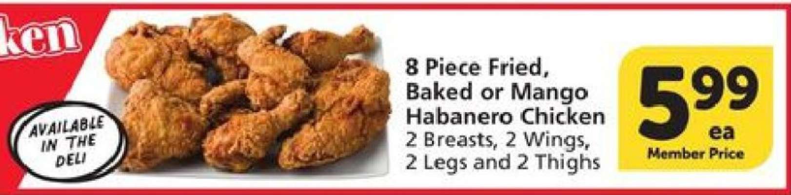 8 Piece Fried, Baked or Mango Habanero Chicken