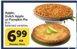 Apple, Dutch Apple or Pumpkin Pie