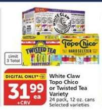 White Claw Topo Chico or Twisted Tea Variety