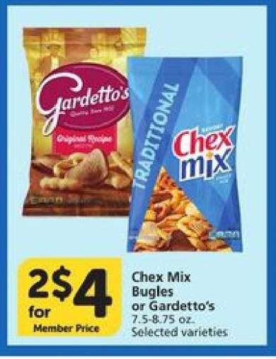 Chex Mix, Bugles or Gardetto's