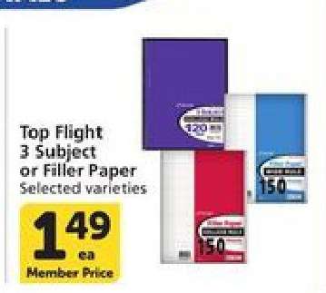 Top Flight 3 Subject or Filler Paper