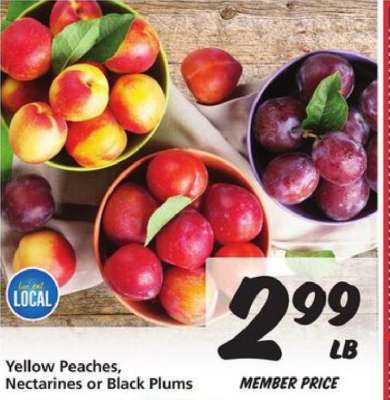 Yellow Peaches, Nectarines or Black Plums