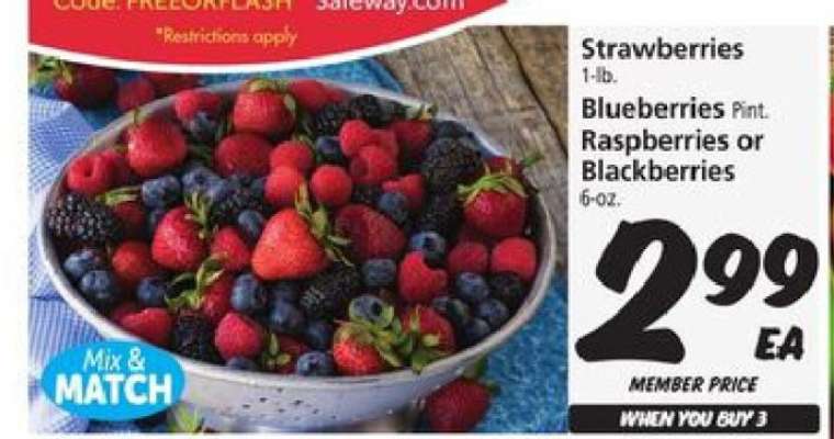 Strawberries, Blueberries, Raspberries or Blackberries