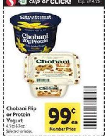 Chobani Flip or Protein Yogurt