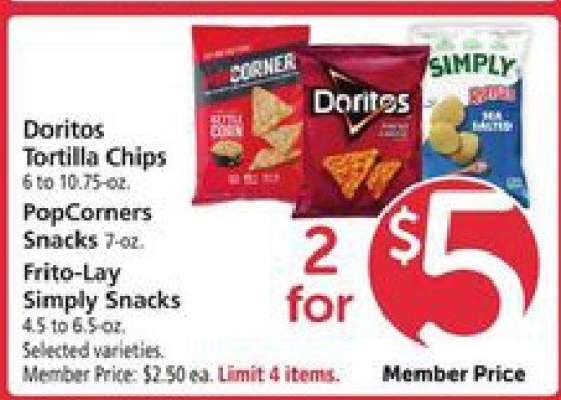 Doritos Tortilla Chips, PopCorners Snacks, Frito-Lay Simply Snacks