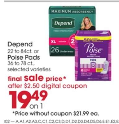 Depend or Poise Pads