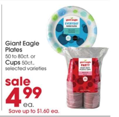 Giant Eagle Plates or Cups