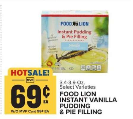 FOOD LION INSTANT VANILLA PUDDING & PIE FILLING