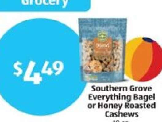 Southern Grove Everything Bagel or Honey Roasted Cashews
