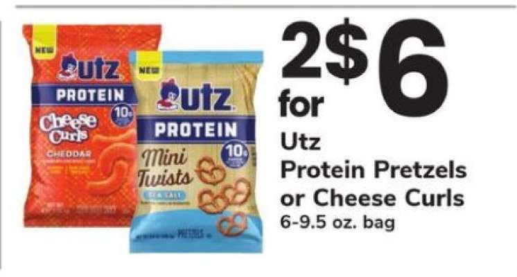 Utz Protein Pretzels or Cheese Curls