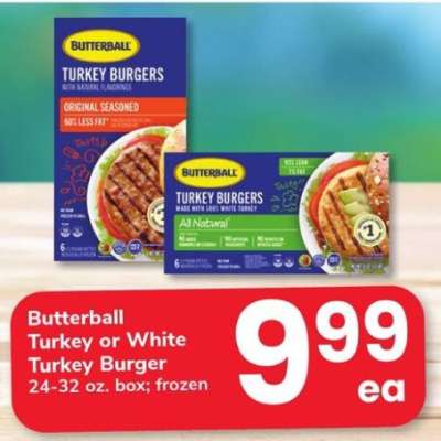 Butterball Turkey or White Turkey Burger
