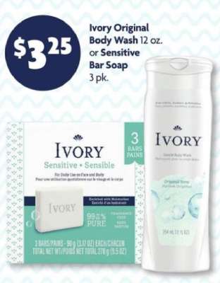 Ivory Original Body Wash or Sensitive Bar Soap