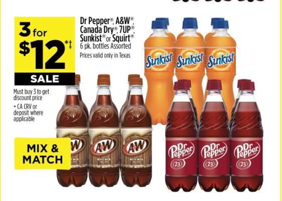 Dr Pepper, A&W, Canada Dry, 7UP, Sunkist, Squirt