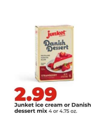 Junket ice cream or Danish dessert mix