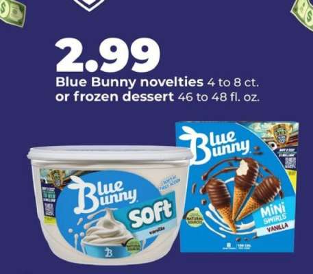 Blue Bunny novelties or frozen dessert