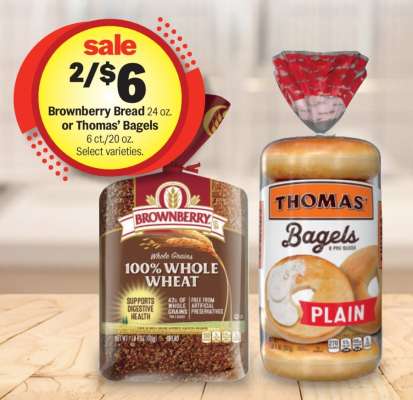 Brownberry Bread or Thomas' Bagels