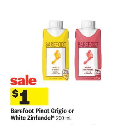 Barefoot Pinot Grigio or White Zinfandel