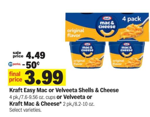Kraft Easy Mac or Velveeta Shells & Cheese*