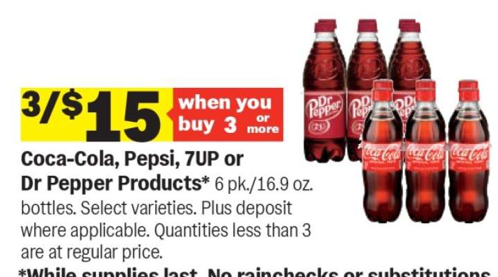 Coca-Cola, Pepsi, 7UP or Dr Pepper Products*