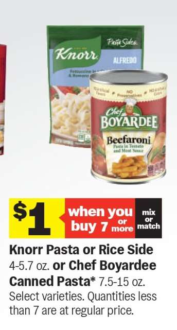 Knorr Pasta or Rice Side or Chef Boyardee Canned Pasta