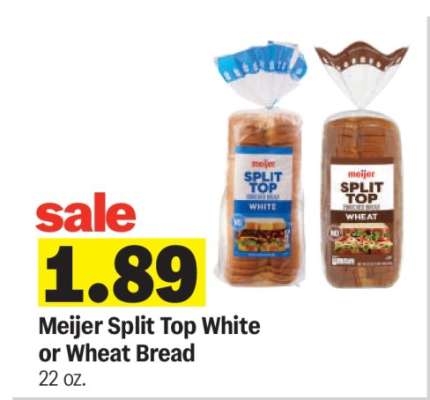 Meijer Split Top White or Wheat Bread