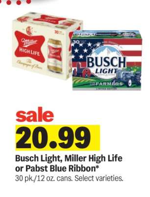 Busch Light, Miller High Life or Pabst Blue Ribbon