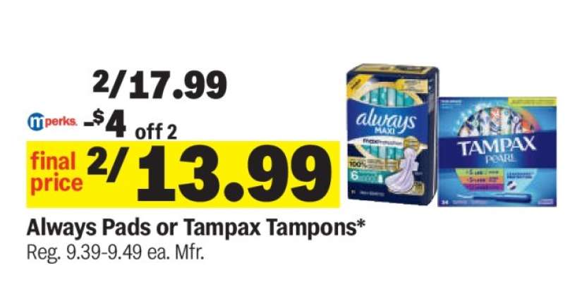 Always Pads or Tampax Tampons