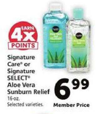 Signature Care or Signature SELECT Aloe Vera Sunburn Relief