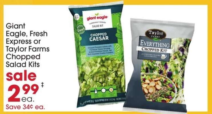Giant Eagle, Fresh Express or Taylor Farms Chopped Salad Kits