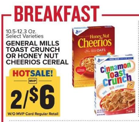 General Mills Toast Crunch or Honey Nut Cheerios Cereal