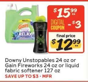 Downy Unstopables or Gain Fireworks or Liquid Fabric Softener