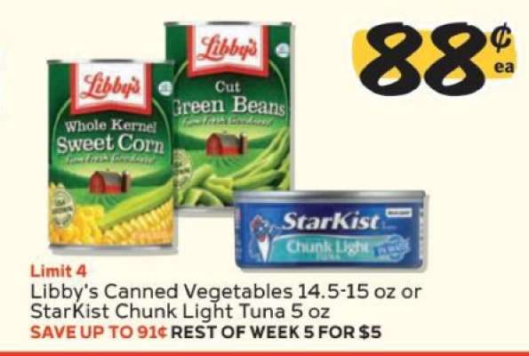 Libby's Canned Vegetables or StarKist Chunk Light Tuna