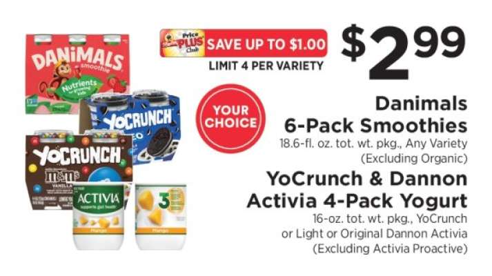 Danimals 6-Pack Smoothies / YoCrunch & Dannon Activia 4-Pack Yogurt