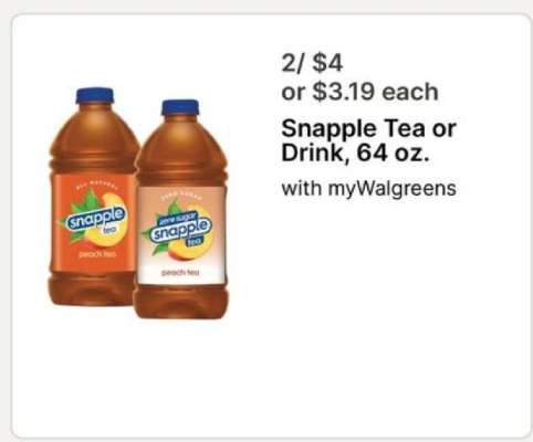 Snapple Tea or Drink, 64 oz.