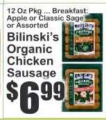 Bilinski's Organic Chicken Sausage