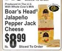Boar's Head Jalapeño Pepper Jack Cheese