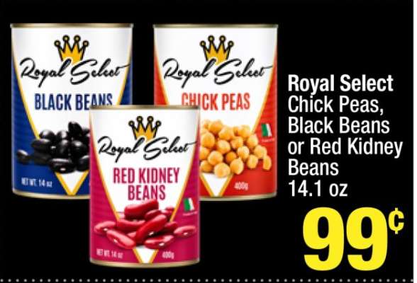 Royal Select Chick Peas, Black Beans or Red Kidney Beans